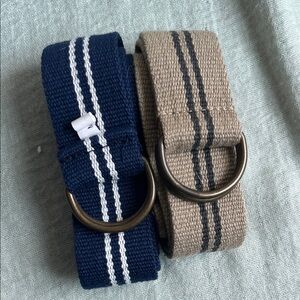 Stylish Navy and Tan Striped Belts